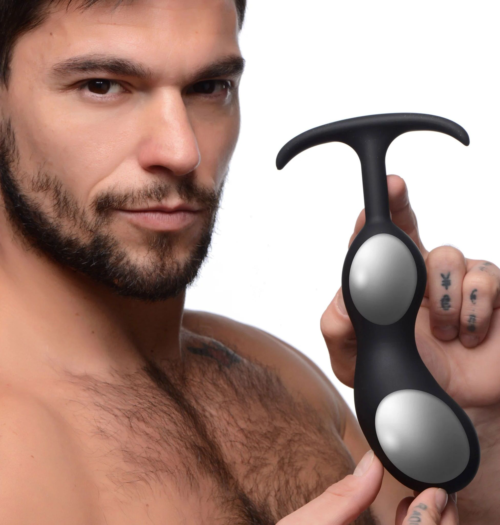 Черный массажер простаты с утяжелителями Premium Silicone Weighted Prostate Plug XL - 20,8 см. - 2