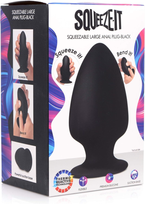 Черная мягкая анальная пробка Squeezable Large Anal Plug - 13,2 см. - 2