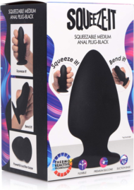 Черная мягкая анальная пробка Squeezable Medium Anal Plug - 11 см. - 1