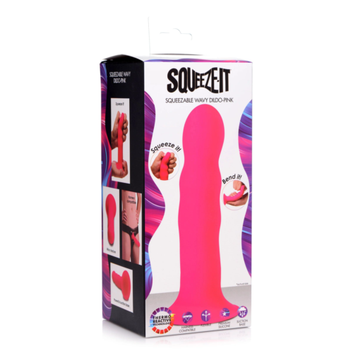 Розовый гибкий фаллоимитатор Squeeze-It Wavy Dildo - 18,3 см. - 3