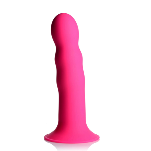 Розовый гибкий фаллоимитатор Squeeze-It Wavy Dildo - 18,3 см. - 0