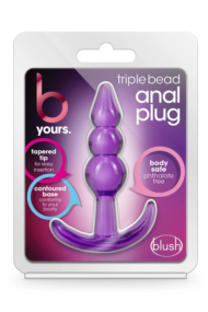 Фиолетовый анальный стимулятор Triple Bead Anal Plug - 9 см. - 1