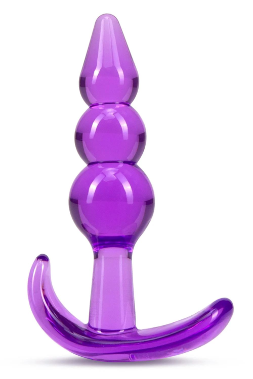 Фиолетовый анальный стимулятор Triple Bead Anal Plug - 9 см. - 0