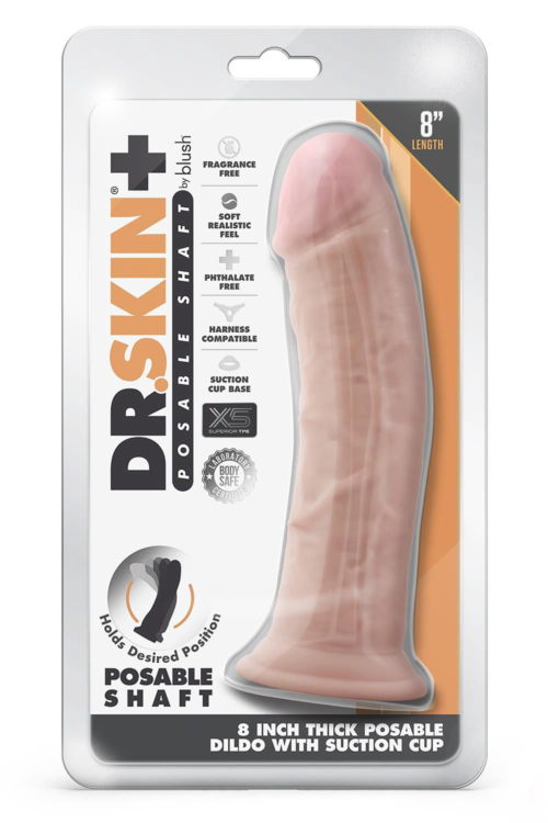 Телесный фаллоимитатор 8-Inch Thick Posable Dildo - 20,3 см. - 1