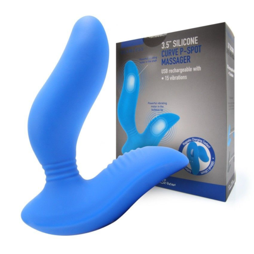 Синий вибромассажер простаты 3,5’’ Curve P-spot Massager - 12 см. - 1