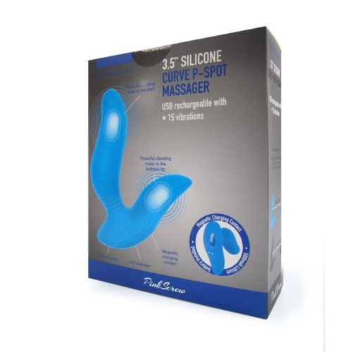 Синий вибромассажер простаты 3,5’’ Curve P-spot Massager - 12 см. - 3