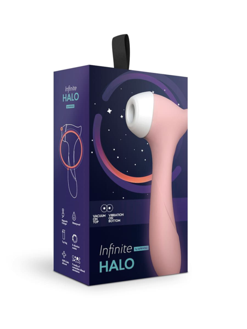 Персиковый вакуумный бесконтактный стимулятор клитора и вибратор Halo - 2
