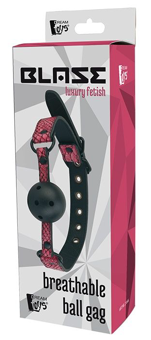 Черно-розовый кляп-шарик с отверстиями BALL GAG - 1