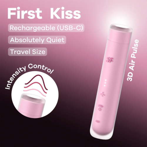 Розовый вакуумный стимулятор First Kiss - 6