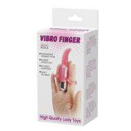 Розовый вибромассажер с щёточкой и петлями для пальцев Vibro Finger - 8
