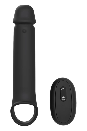 Черная насадка-удлинитель с вибрацией Vibrating Extender With Remote