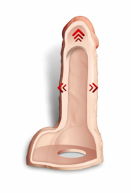 Телесный фаллоудлинитель с мошонкой Cock Next - 17 см. - 5