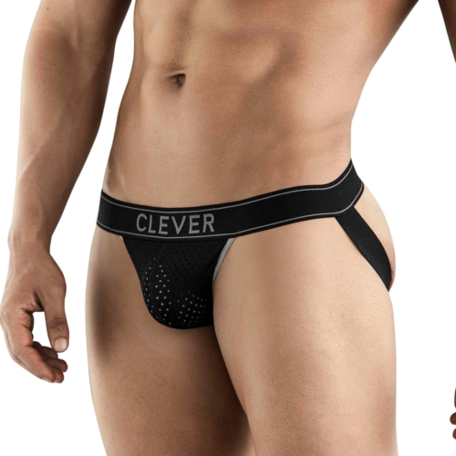 Черные перфорированные трусы-джоки Clever Ambar Jockstrap - 1