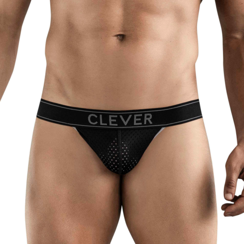 Черные перфорированные трусы-джоки Clever Ambar Jockstrap - 0