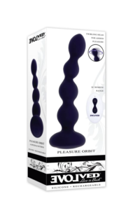 Фиолетовые анальные бусы с вибрацией и вращением Pleasure Orbit - 17,8 см. - 5