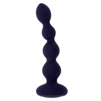 Фиолетовые анальные бусы с вибрацией и вращением Pleasure Orbit - 17,8 см.