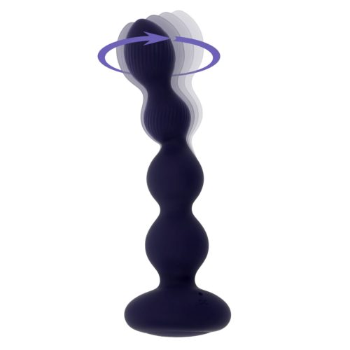 Фиолетовые анальные бусы с вибрацией и вращением Pleasure Orbit - 17,8 см. - 1
