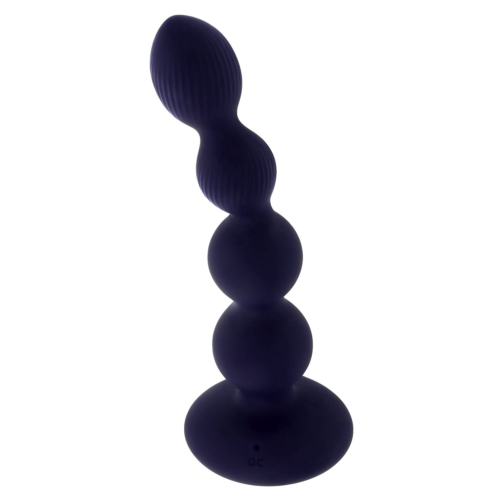 Фиолетовые анальные бусы с вибрацией и вращением Pleasure Orbit - 17,8 см. - 2