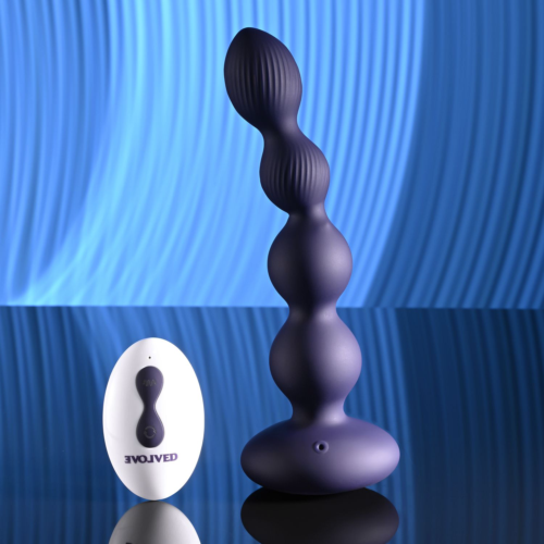 Фиолетовые анальные бусы с вибрацией и вращением Pleasure Orbit - 17,8 см. - 8