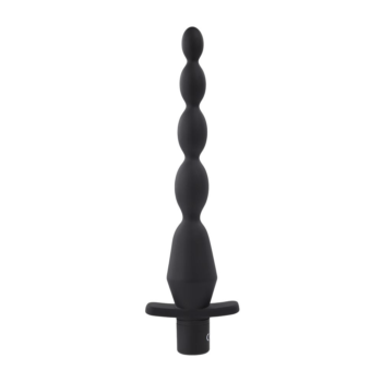 Черная анальная елочка с вибрацией Vibrating Butt Beads - 22 см.