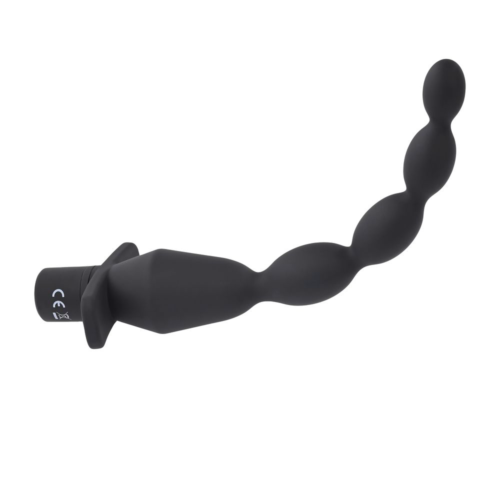 Черная анальная елочка с вибрацией Vibrating Butt Beads - 22 см. - 2