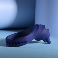 Синее эрекционное виброкольцо с клиторальной подушечкой и пультом ДУ Adjustable Fun Ring - 10