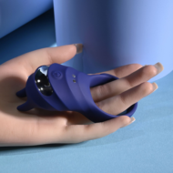 Синее эрекционное виброкольцо с клиторальной подушечкой и пультом ДУ Adjustable Fun Ring - 14