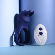 Синее эрекционное виброкольцо с клиторальной подушечкой и пультом ДУ Adjustable Fun Ring - 8