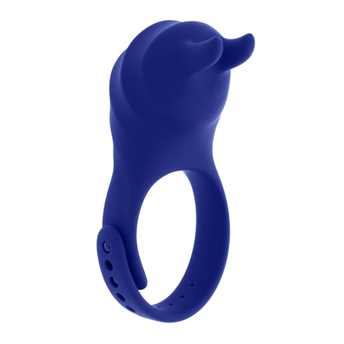 Синее эрекционное виброкольцо с клиторальной подушечкой и пультом ДУ Adjustable Fun Ring - 0