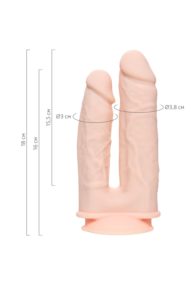Телесный анально-вагинальный вибратор RealStick Silicone Jason M - 18 см. - 10