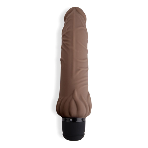 Коричневый вибратор с клиторальным выступом 7 Realistic Vibrator - 21,5 см. - 1