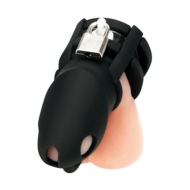 Черная клетка для пениса Silicone Small 2 in Cock Cage With Ball Divider - 0