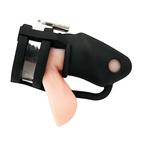 Черная клетка для пениса Silicone Small 2 in Cock Cage With Ball Divider - 2