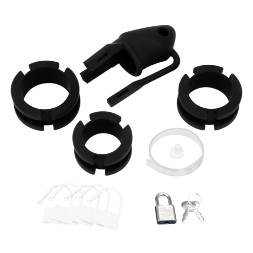 Черная клетка для пениса Silicone Small 2 in Cock Cage With Ball Divider - 3