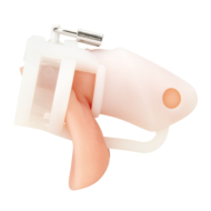 Белая клетка для пениса Silicone Small 2 in Cock Cage With Ball Divider - 2