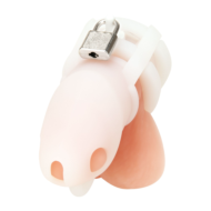 Белая клетка для пениса Silicone Small 2 in Cock Cage With Ball Divider - 0