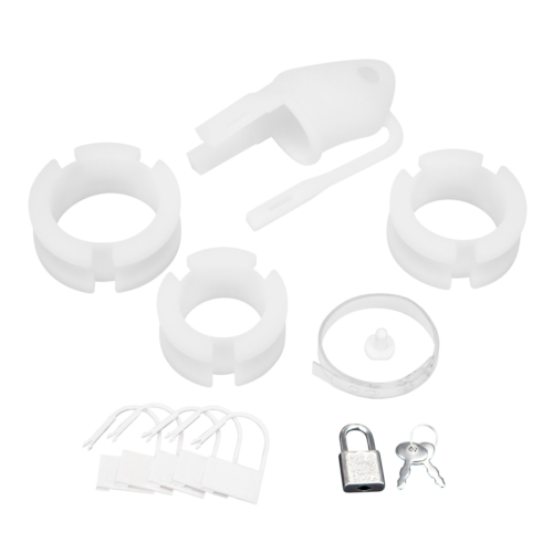 Белая клетка для пениса Silicone Small 2 in Cock Cage With Ball Divider - 3