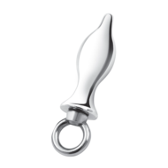Металлический плаг с кольцом Stainless Steel Metal Tapered Butt Plug With Loop Hardware - 10 см. - 2