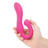 Розовый вибромассажер с клиторальным отростком Harmony Vibe - 16,8 см. - 2