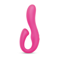 Розовый вибромассажер с клиторальным отростком Harmony Vibe - 16,8 см. - 0