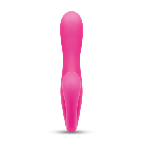 Розовый вибромассажер с клиторальным отростком Harmony Vibe - 16,8 см. - 3