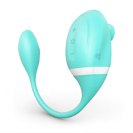 Мятный вакуумный вибростимулятор Tadpole Vibrating Dual Stimulation с виброхвостиком - 1