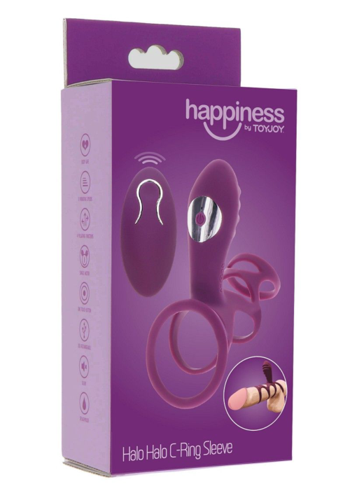 Фиолетовая эрекционная вибронасадка Halo Halo C-Ring Sleeve - 6