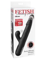 Черный силиконовый вибратор-кролик Sonix Silicone Thruster - 22 см. - 4