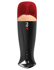 Телесный мастурбатор-вагина в черной колбе с вибрацией Fuck-O-Matic Pro XL - 1