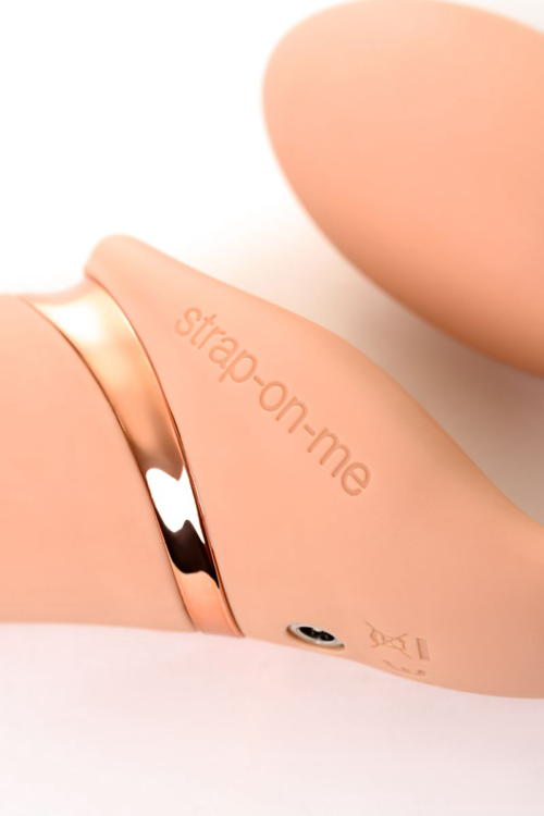 Телесный безремневой вибрострапон Vibrating Bendable Strap-On - size L - 10