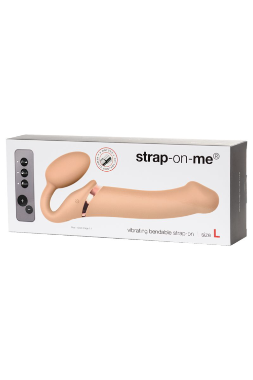 Телесный безремневой вибрострапон Vibrating Bendable Strap-On - size L - 8