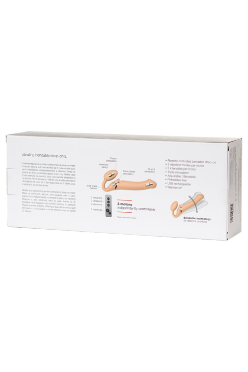 Телесный безремневой вибрострапон Vibrating Bendable Strap-On - size L - 9