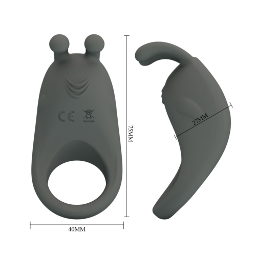 Серое эрекционное кольцо с вибрацией Master Ring - 3
