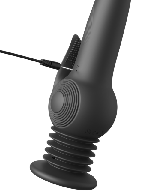 Черный вибратор с функцией фрикций Pogo Thruster - 23,5 см. - 5